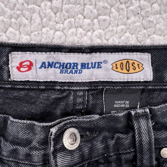 VTG 90s Anchor Blue Loose Jeans 36x30 (Actual 34x27) Black Y2K Grunge Skate - Picture 6 of 13